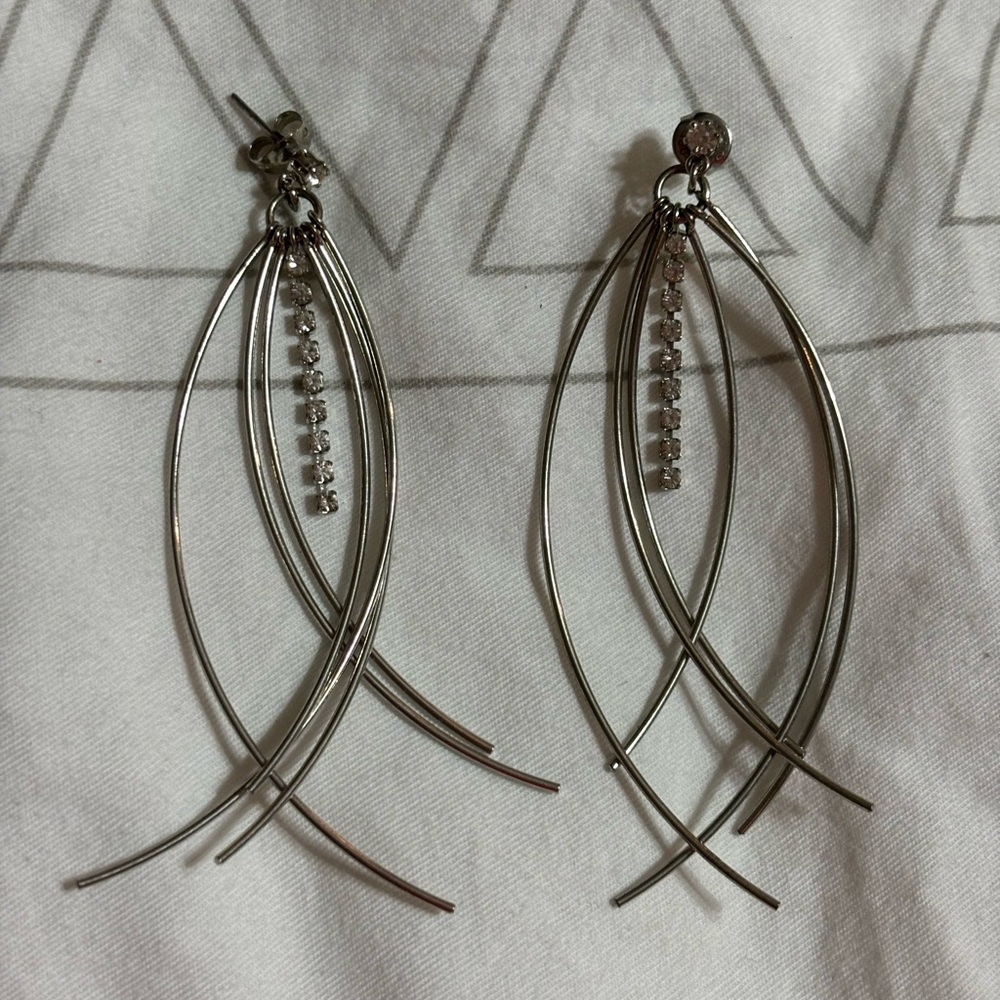 Rhinestone and Silver Earrings